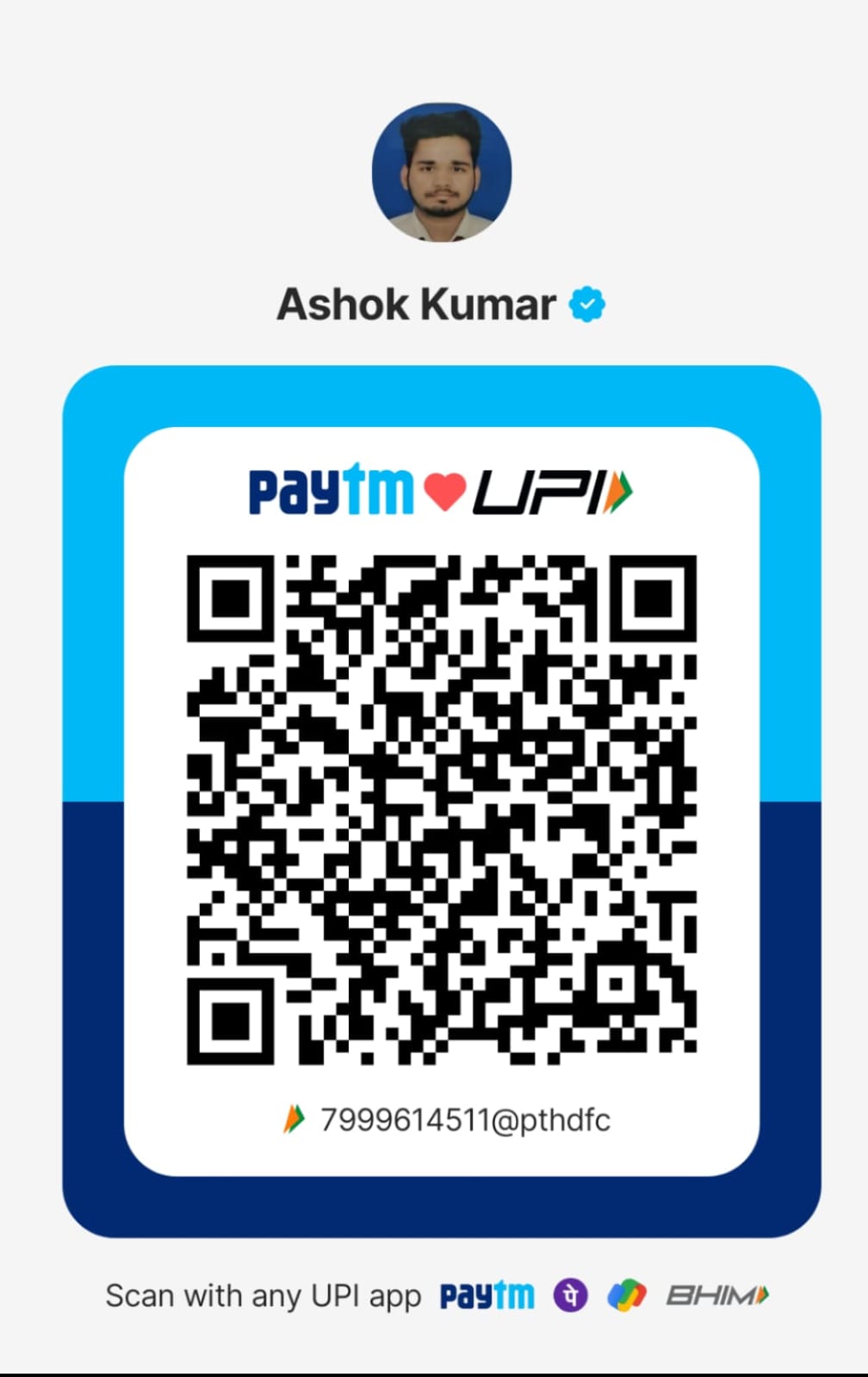 UPI QR Code - Ashok Kumar